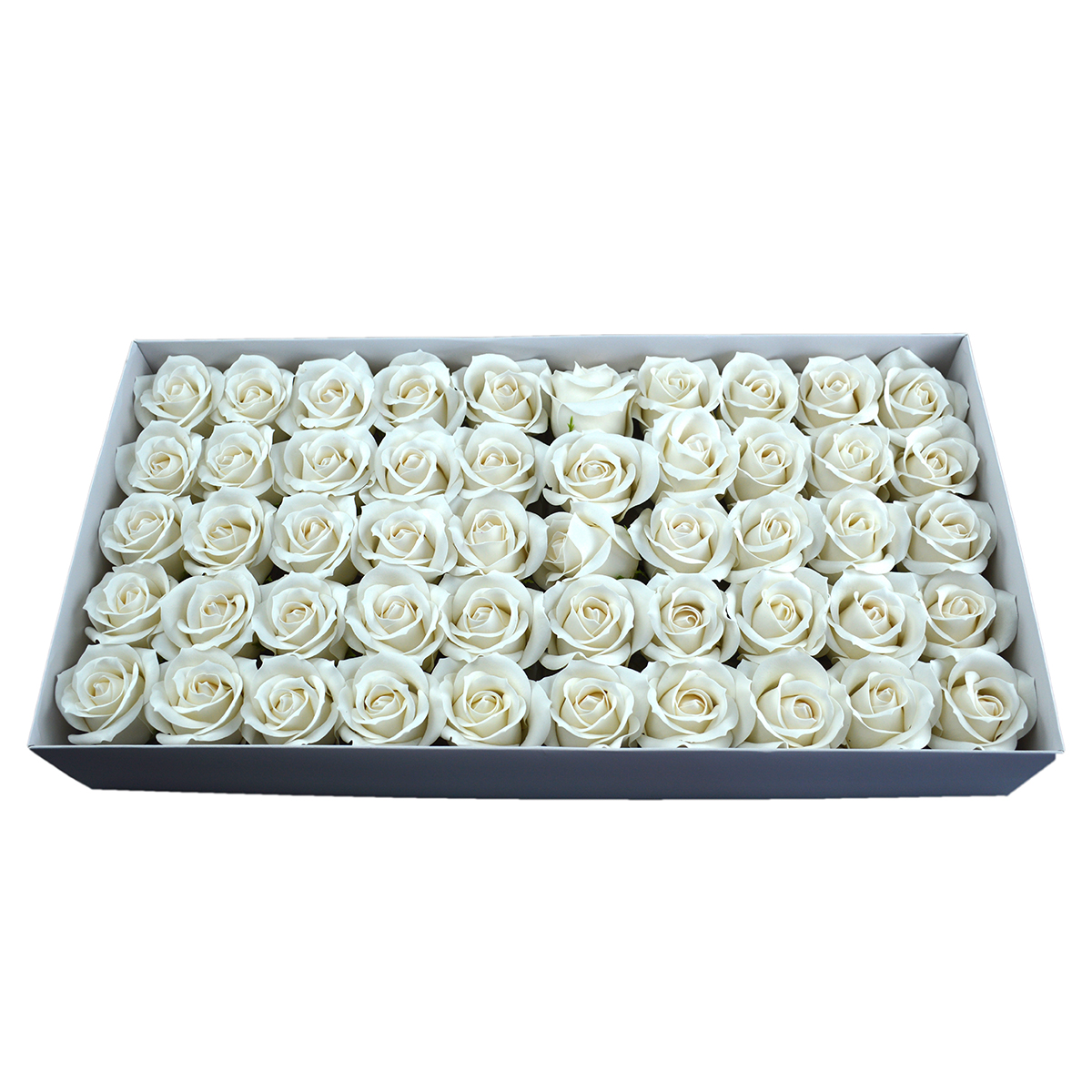 Juego de 50 rosas de jabón aromáticas, toque real, blanco