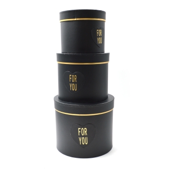 Set 3 cutii cilindrice relief For You negru 5628 AFO