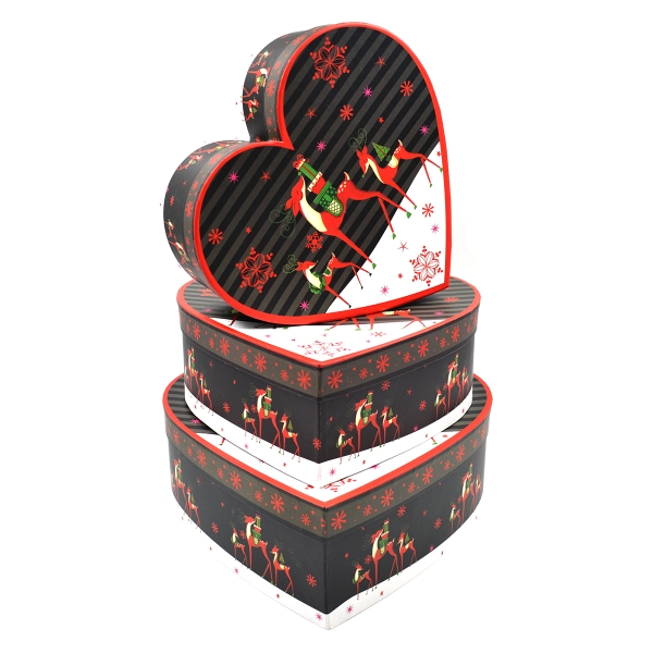 Set 3 cutii inima gigant model reni negru AFO